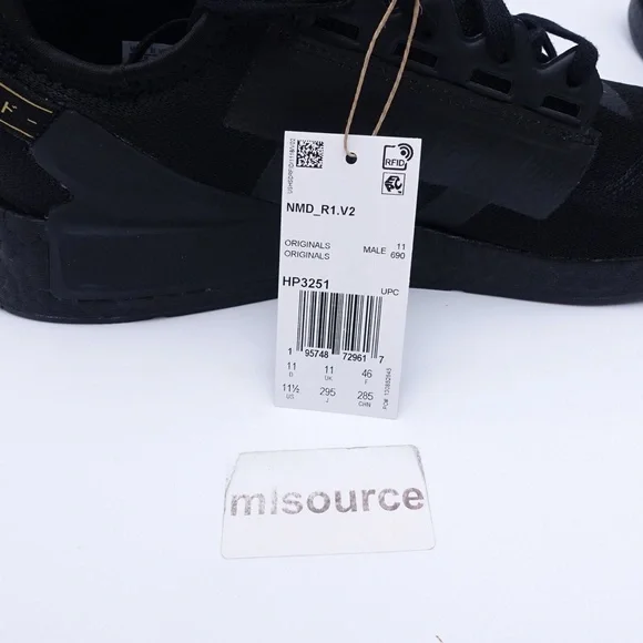 NEW adidas Originals NMD_R1 V2 Sneakers HP3251 Core Black/Gold - Picture 3 of 8